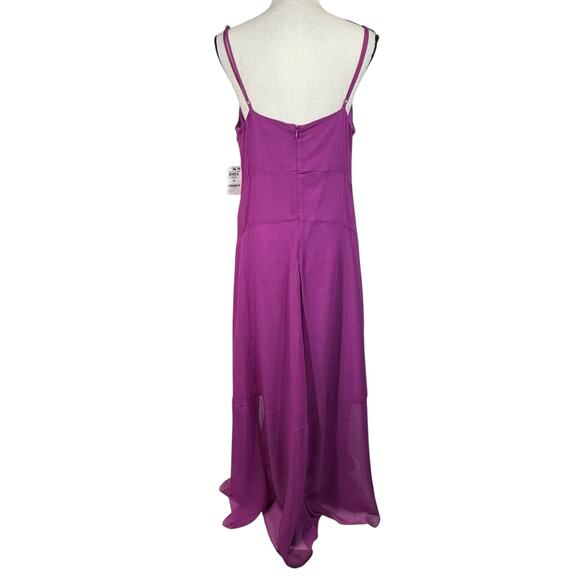 Bar III SZ 14 Maxi Dress V-Neck Spaghetti Straps Lined Slits Rear Zip Amethyst - Picture 6 of 12